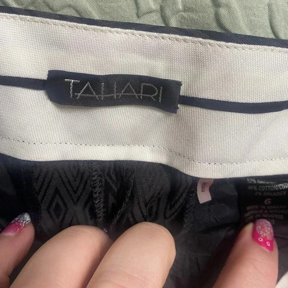 NWT Women’s Tahari Dress Pants Black Color Size 6 Geometric Print New - Picture 8 of 9